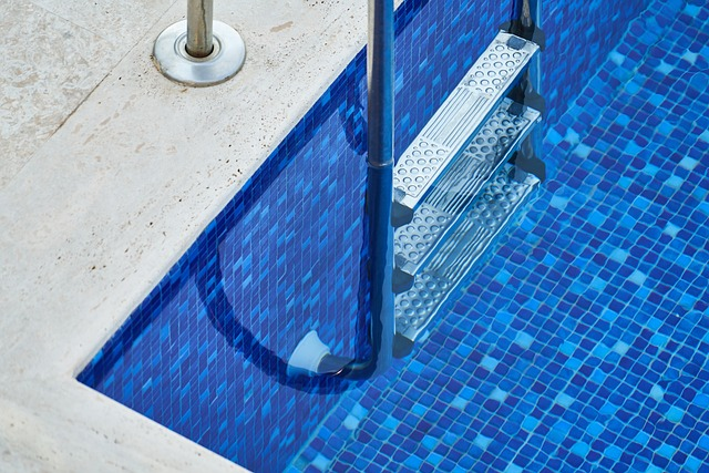 pool, stairs, blue