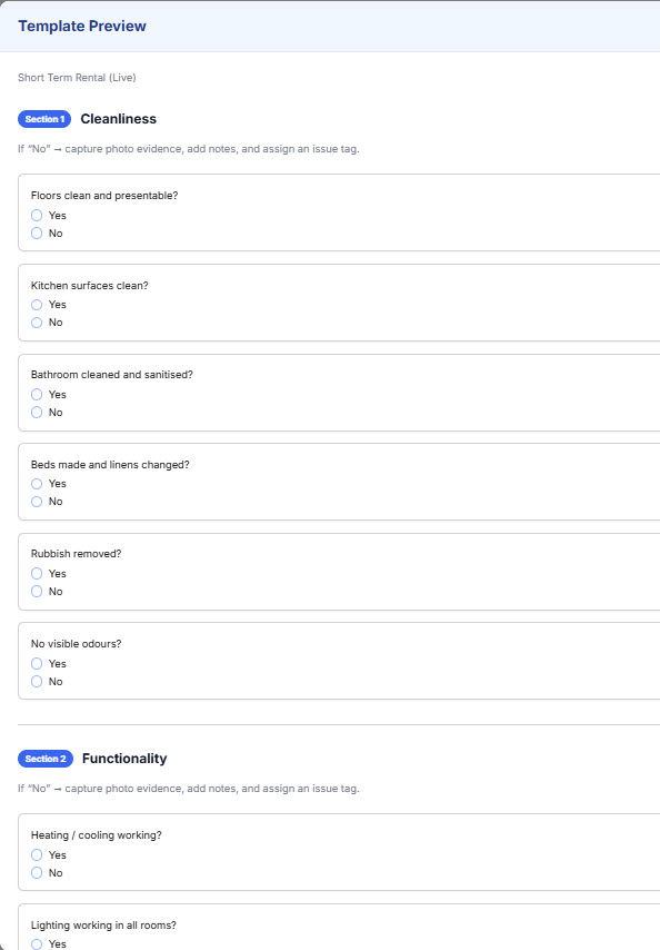 See what the surveyors will see when they use the template