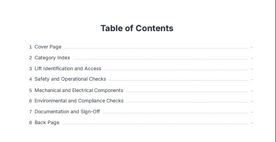 Report 'Table of Contents' 